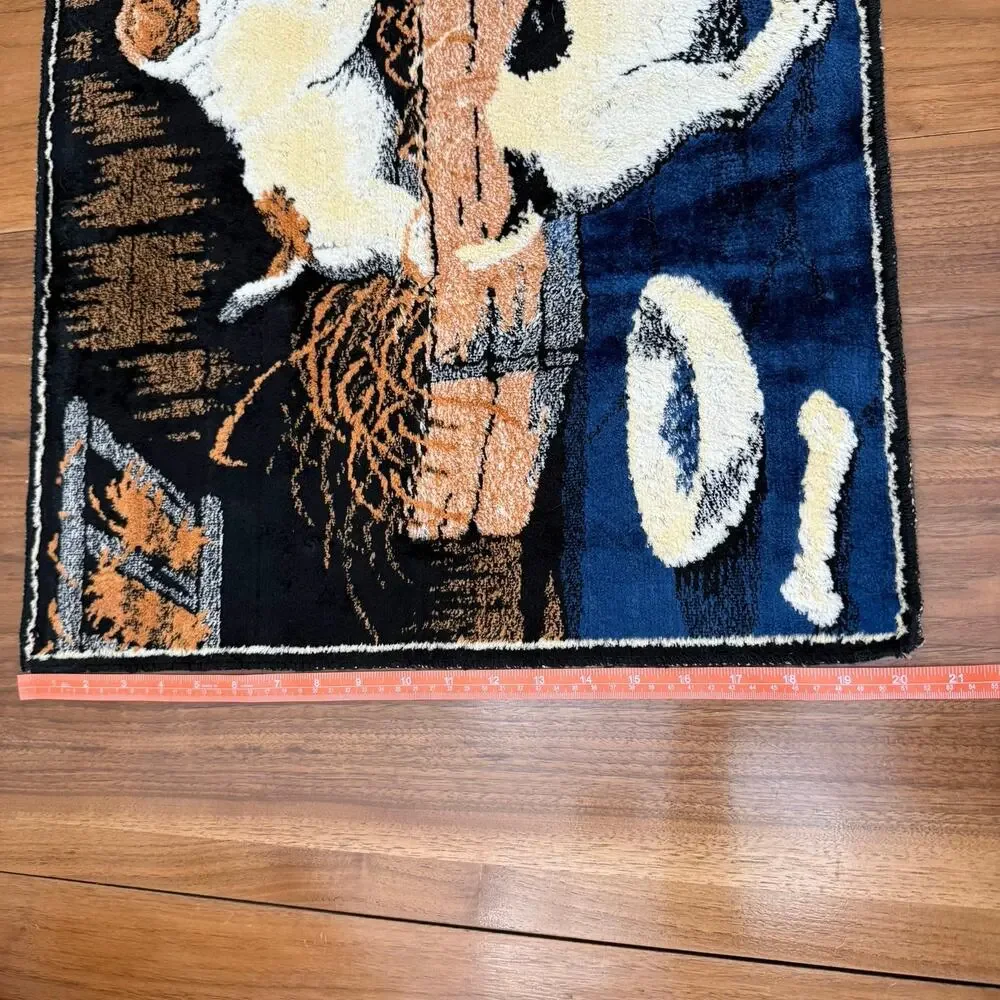 Vintage Tapestry 37 x 20 Cat Jack Russell Dog Puppies Plush Wall Hanging Rug